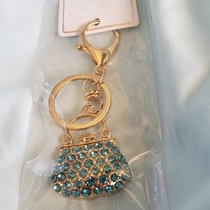 Bling purse keychain-Blue